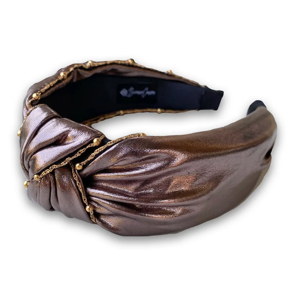 Brianna Cannon Bronze Leather Knotted Headband