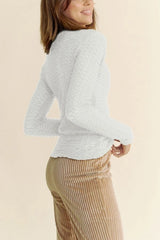 Textured Long Sleeve Mock See Through Layered Top