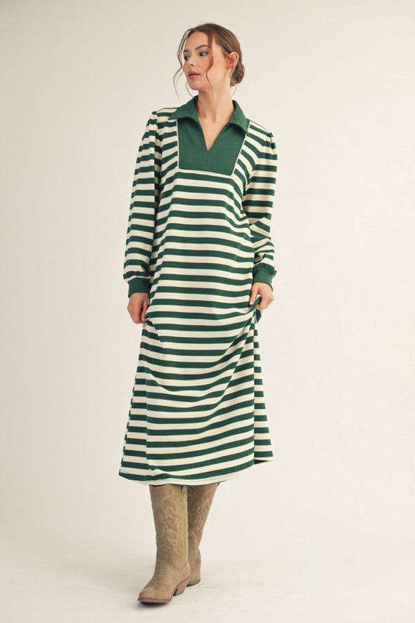 Green Stripe Polo Dress