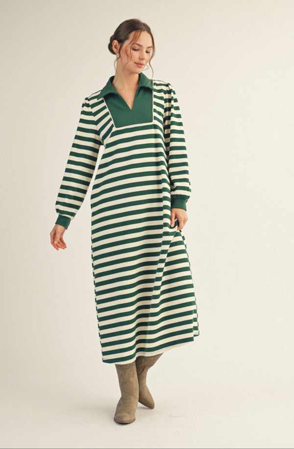 Green Stripe Polo Dress