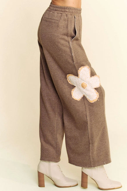 Floral Patch Pocket Terry Pants