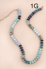 Natural Agate Glass Semi Precious Bead Necklace