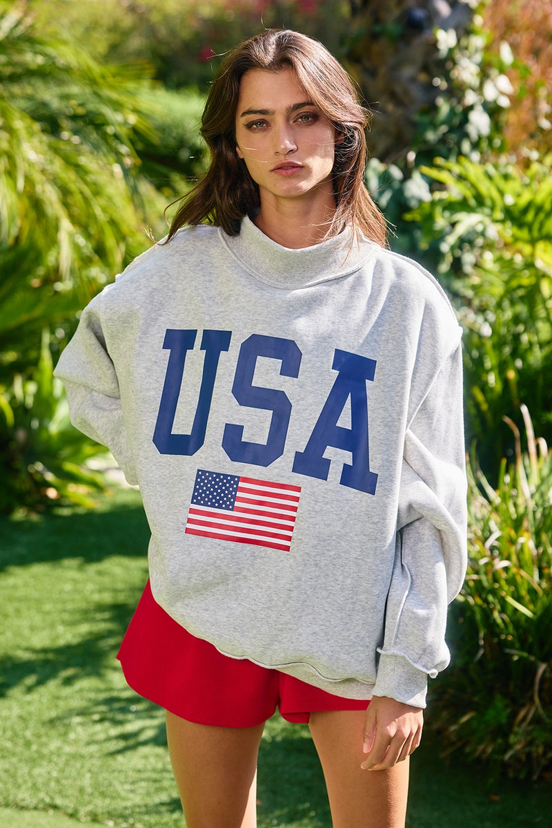 USA Mock Neck Sweatshirt (Reversible) – Black Sheep Boutique