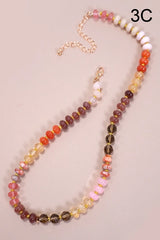 Natural Agate Glass Semi Precious Bead Necklace