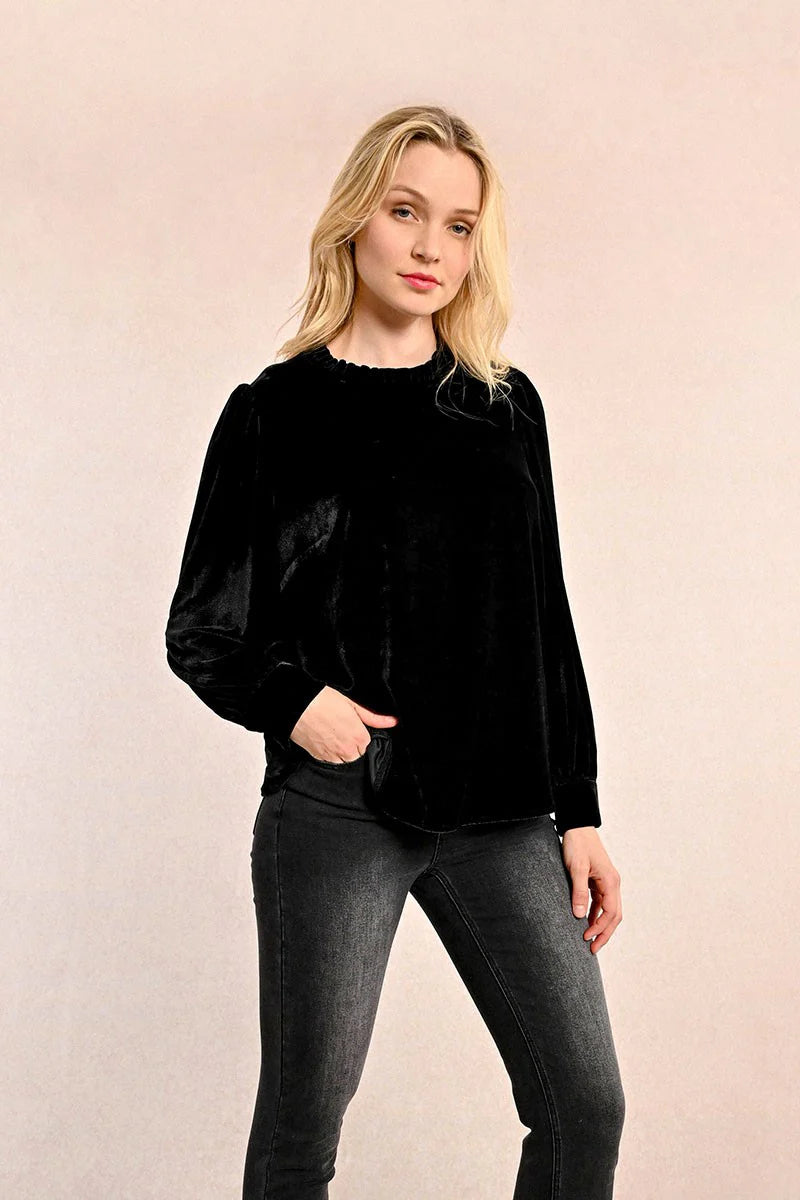 Noir Luxe Velvet Blouse