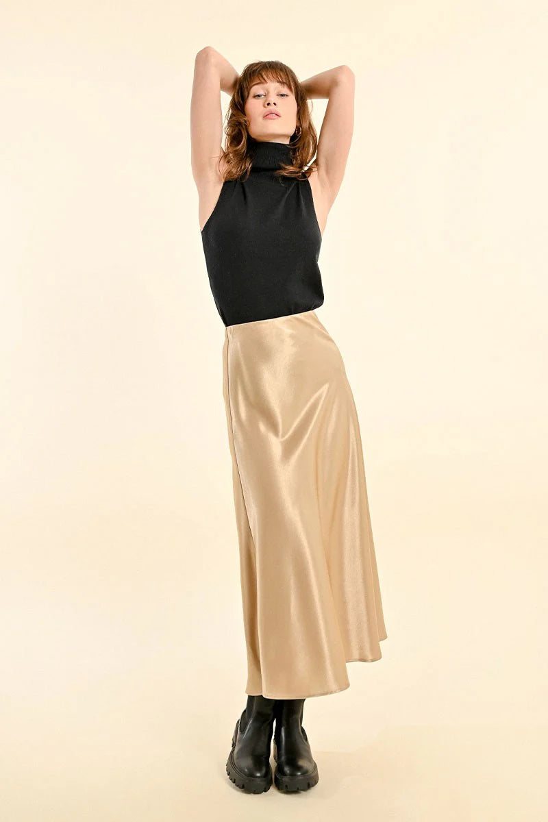 Moonlit Drape Satin Skirt