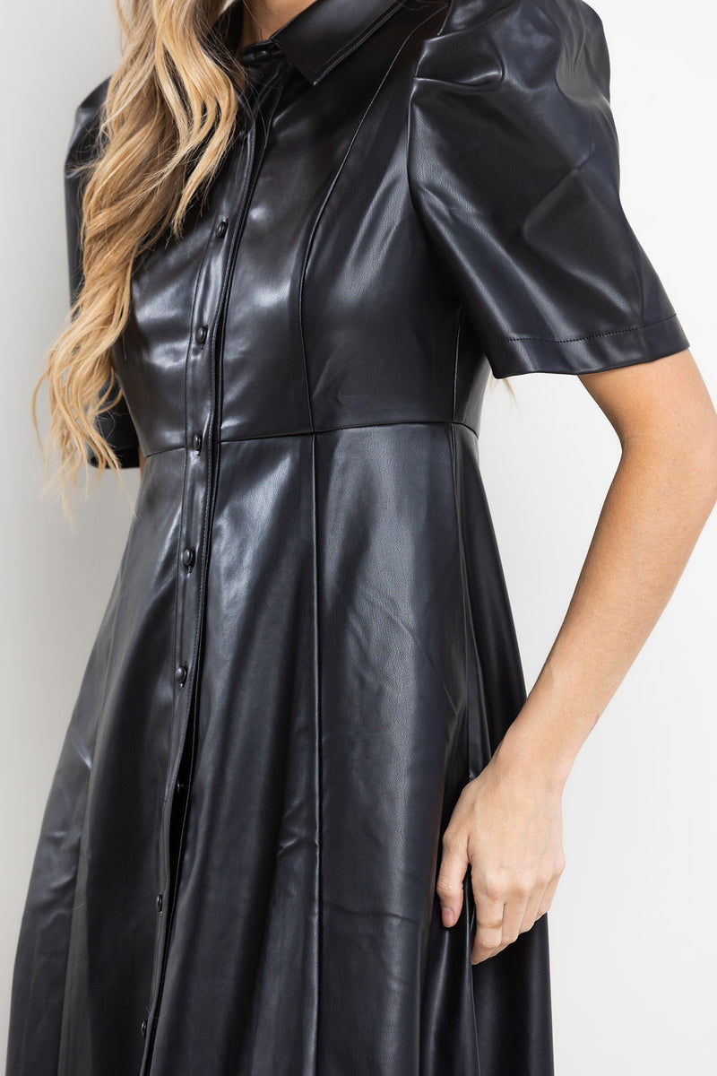 The Carolyn Faux Leather Midi Dress