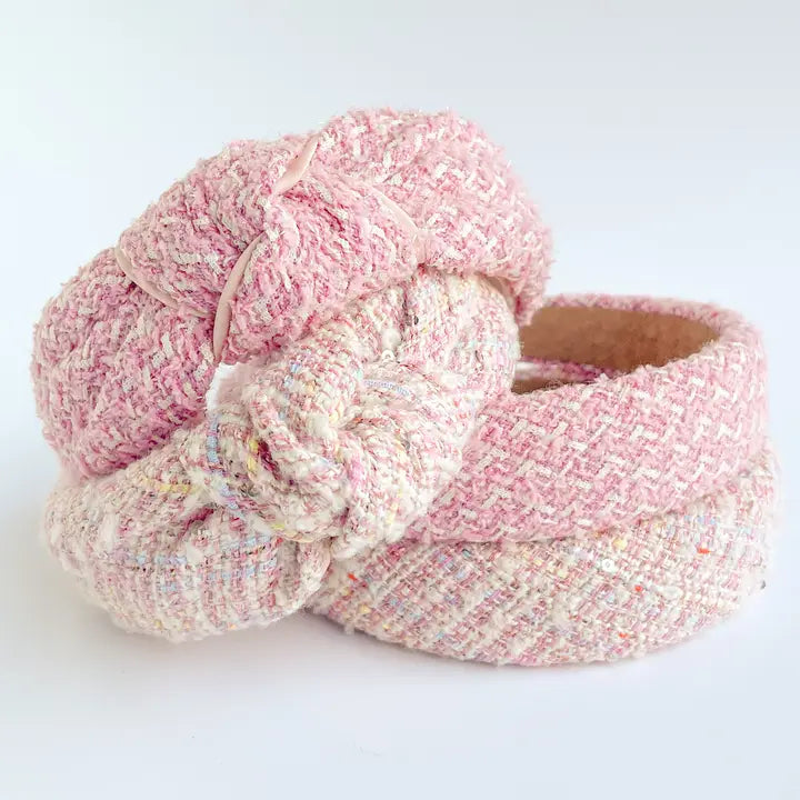 Pink Tweed Knotted Headbands