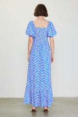 Azure Blossom Maxi Dress