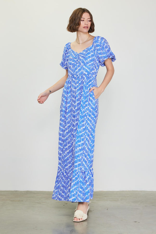 Azure Blossom Maxi Dress