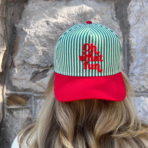 Oh What Fun Stripe Vintage Trucker Hat