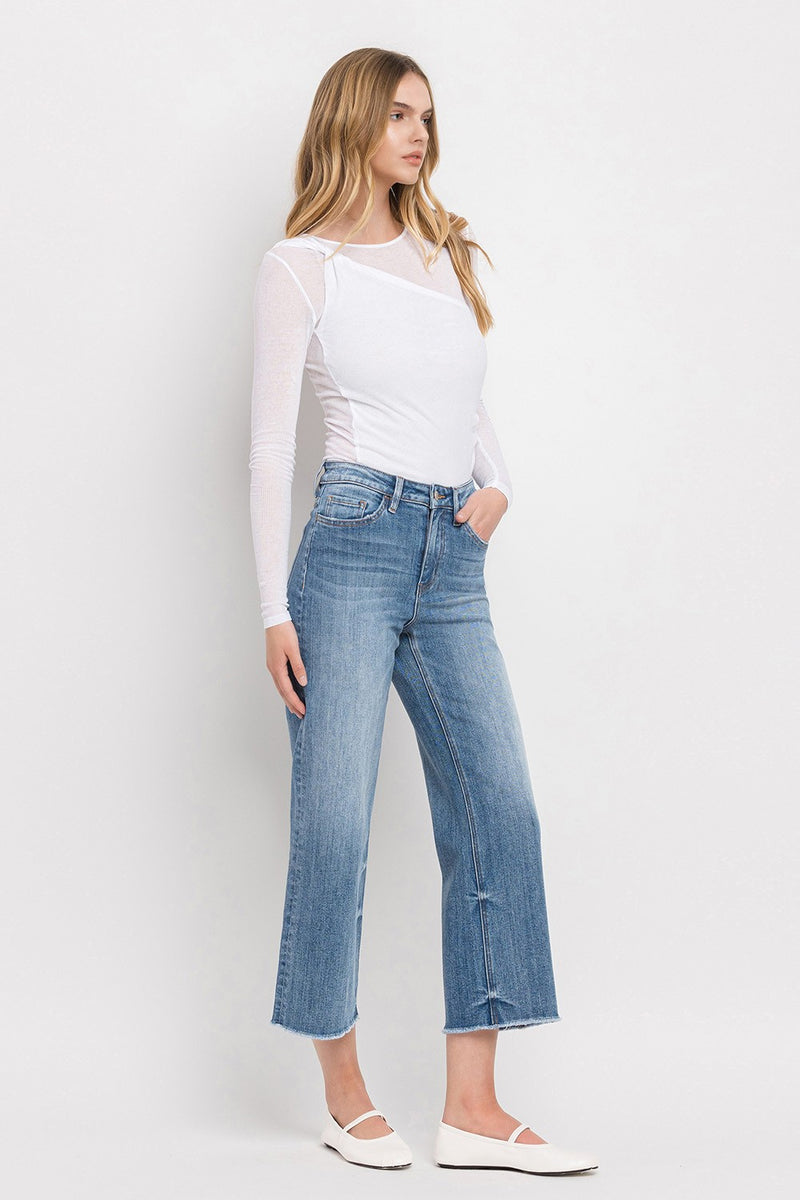 Moonflower High Rise Crop Wide Leg Jeans