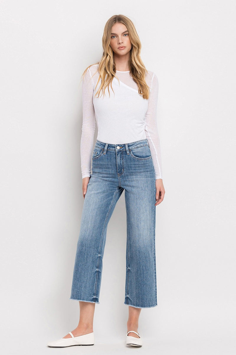 Moonflower High Rise Crop Wide Leg Jeans