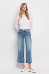 Moonflower High Rise Crop Wide Leg Jeans