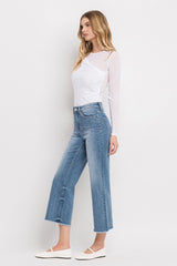 Moonflower High Rise Crop Wide Leg Jeans