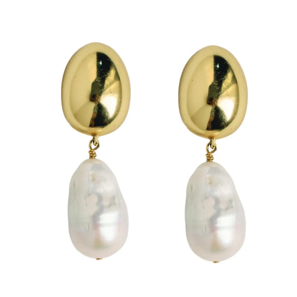 Vintage Chunky Gold & Pearl Statement Drop Earrings