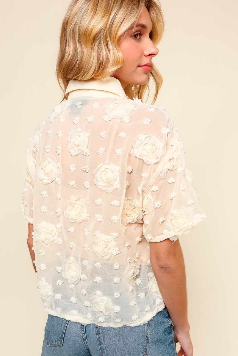 Paint the Roses Neutral Blouse