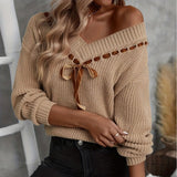 Bow Tie V-Neck Sweater