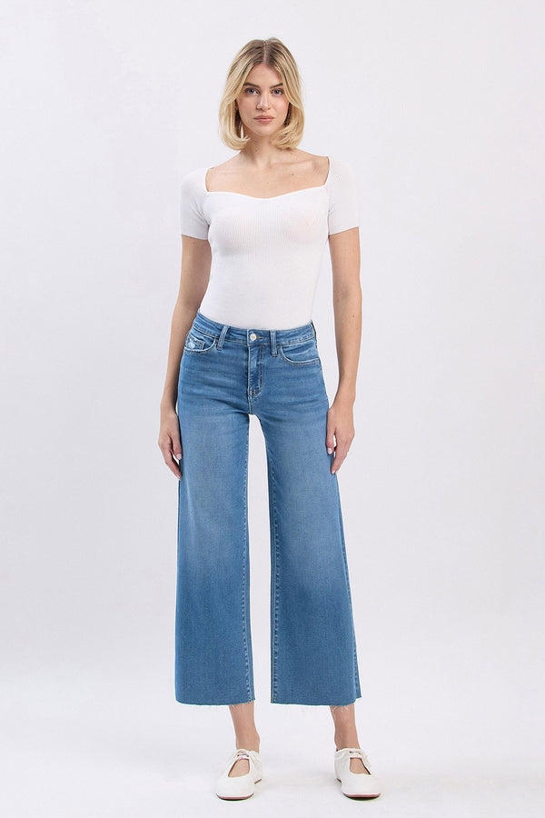 High Rise Crop Raw Hem