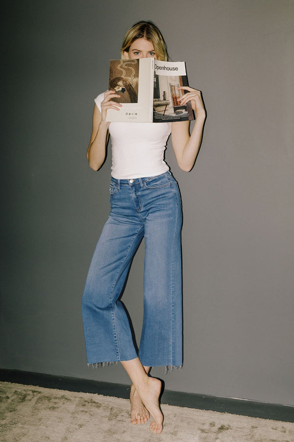 High Rise Crop Raw Hem