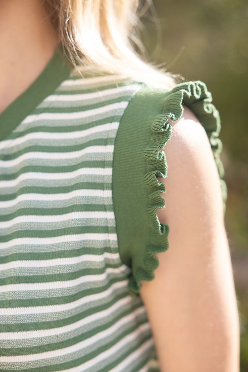 Cap Sleeve Ruffle Knit Top