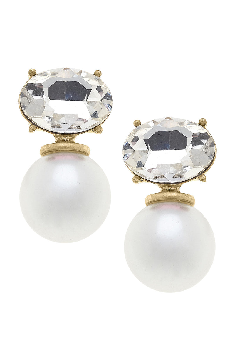 Brooke Rhinestone & Pearl Drop Earrings