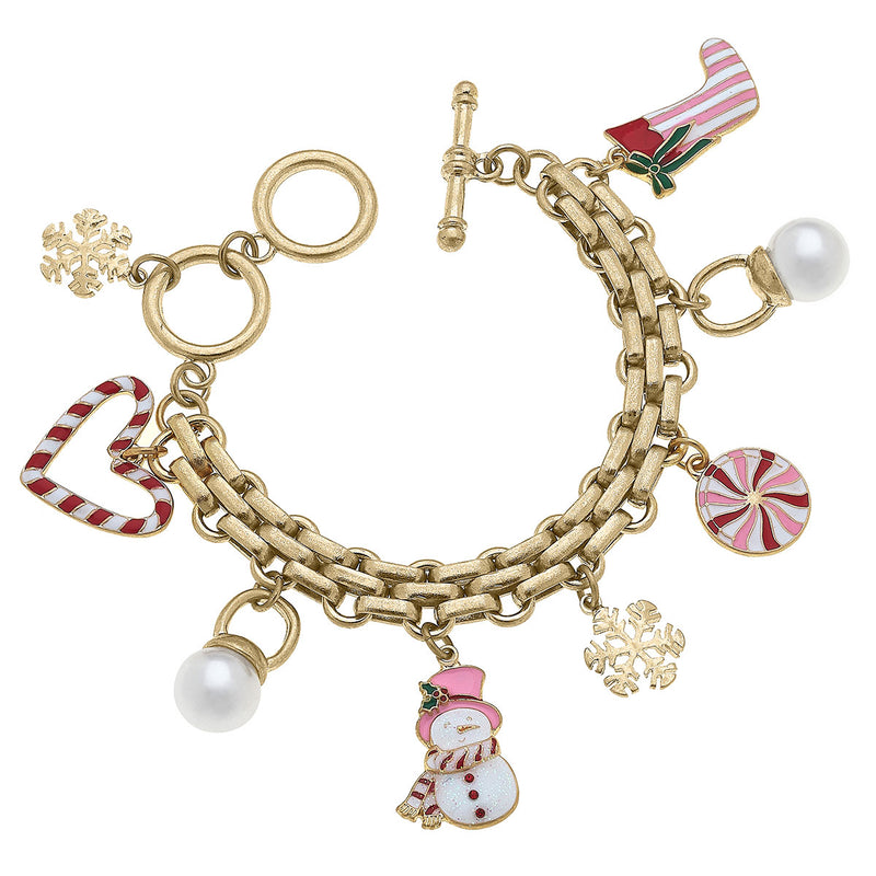 Candy Cane Forest Enamel Charm Bracelet