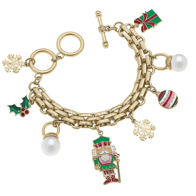 Naughty Nutcracker Enamel Charm Bracelet