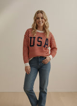 USA Stripe Cloudy Knit Top