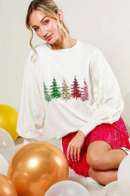 Christmas Tree Sequin Sweater