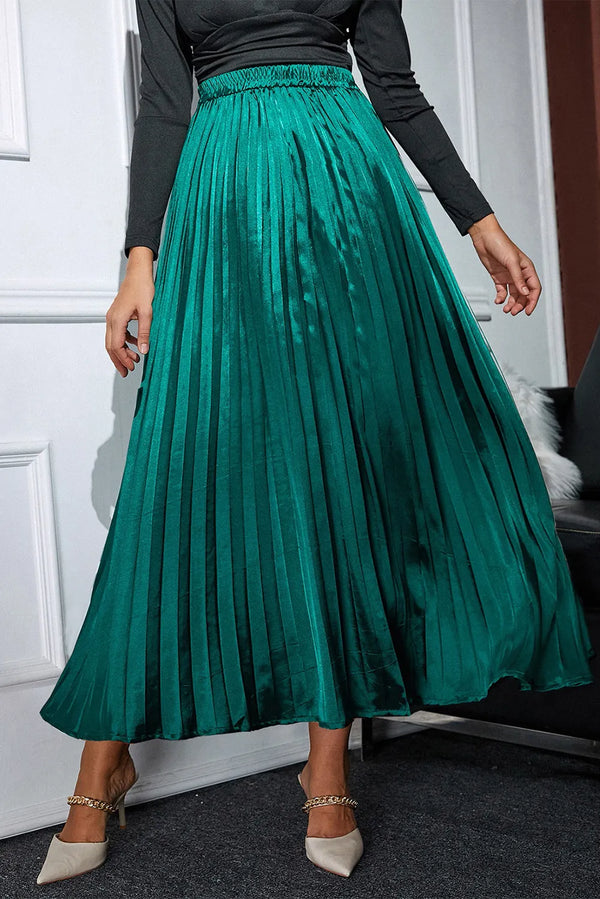 Evergreen Elegance Pleated Skirt