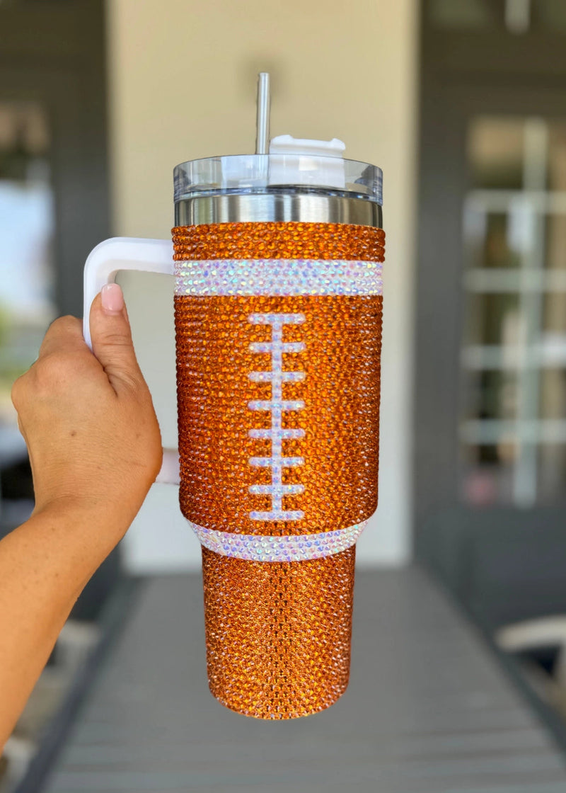 Crystal Orange "Team Spirit" Football 40 oz. Tumbler