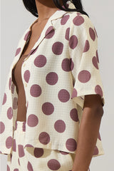 Violda Dot Button Down Top