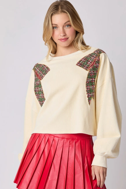 Corduroy Christmas Bow Sweatshirt