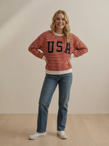 USA Stripe Cloudy Knit Top