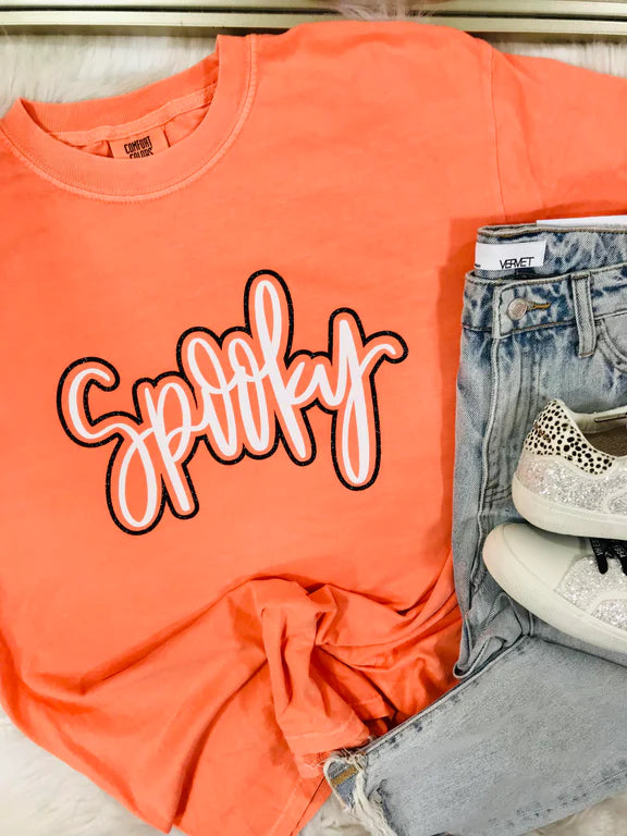 Spooky Orange Puff Paint Sweatshirt