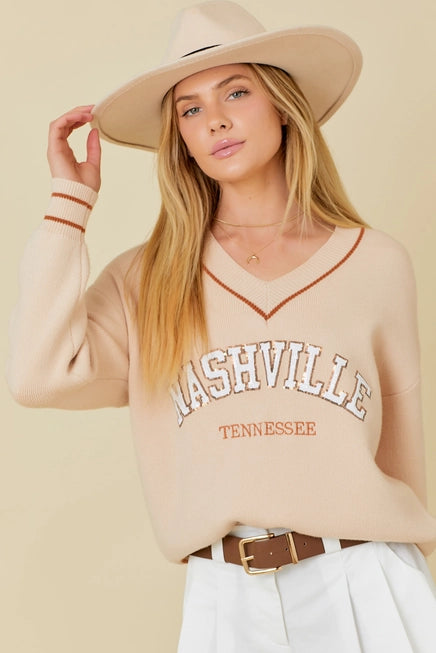 Nashville Varsity V-Neck Sweater