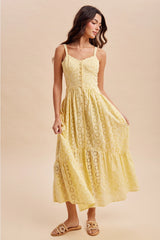 Lemon Water Eyelet Maxi Dress