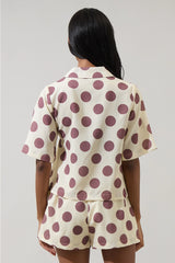 Violda Dot Button Down Top