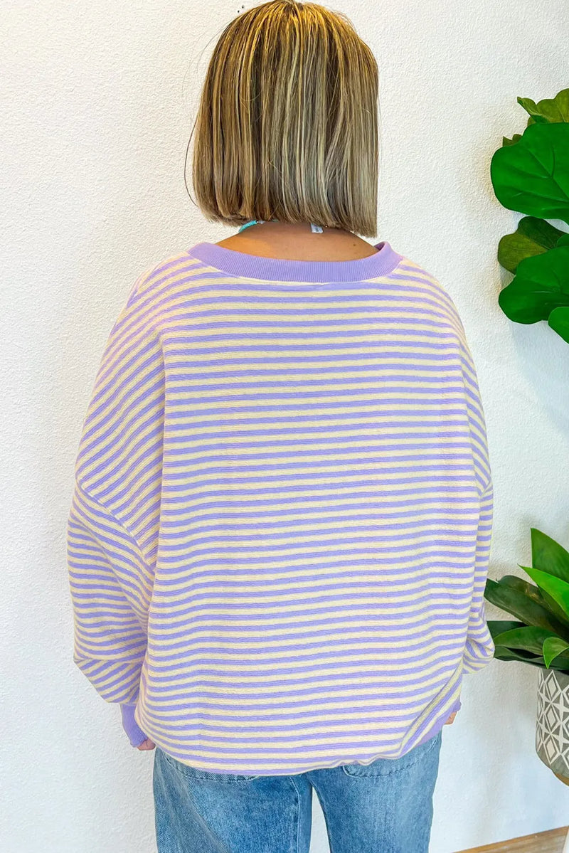 Classic Stripe Crewneck - Purple