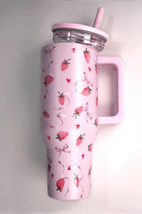 Spill Free Stainless Steel 40oz Tumbler (Strawberry)