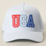 USA Embroidered Patch Varsity-Style Stripe Trucker Hat