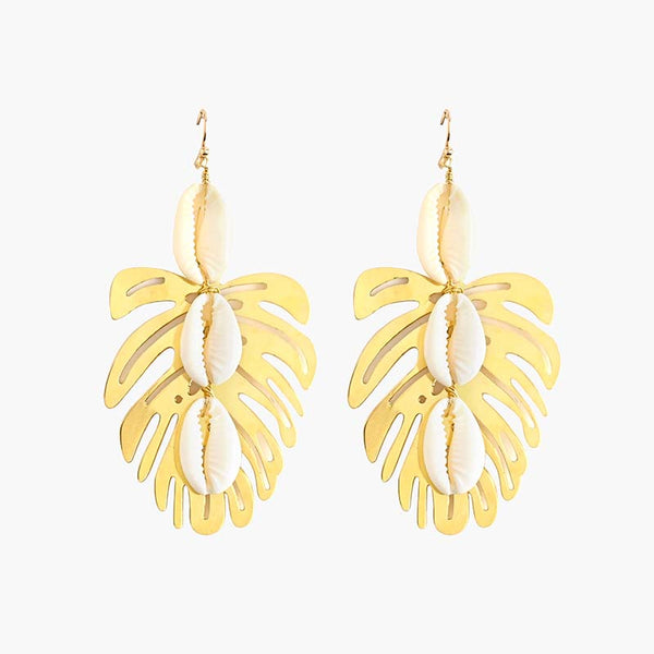 Gold Tropical Leaf Earrings