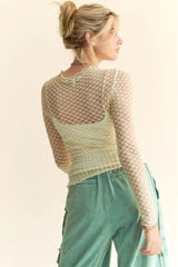 Around the Clock Dotted Mesh Top