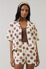 Violda Dot Button Down Top