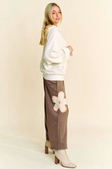 Floral Patch Pocket Terry Pants