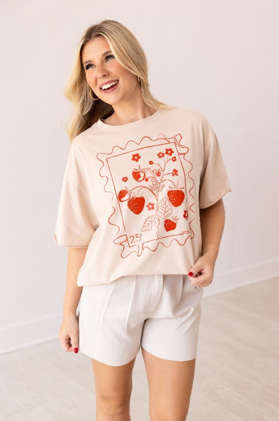 Strawberry Stamp Relaxed Tee