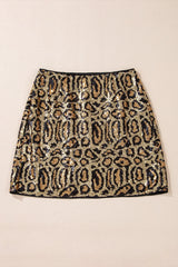 Sequin Leopard Disco Mini Skirt