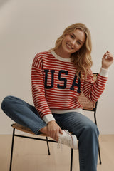USA Stripe Cloudy Knit Top