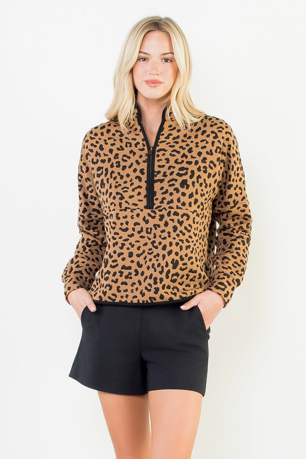 Cheetah Quater Zip Pullover